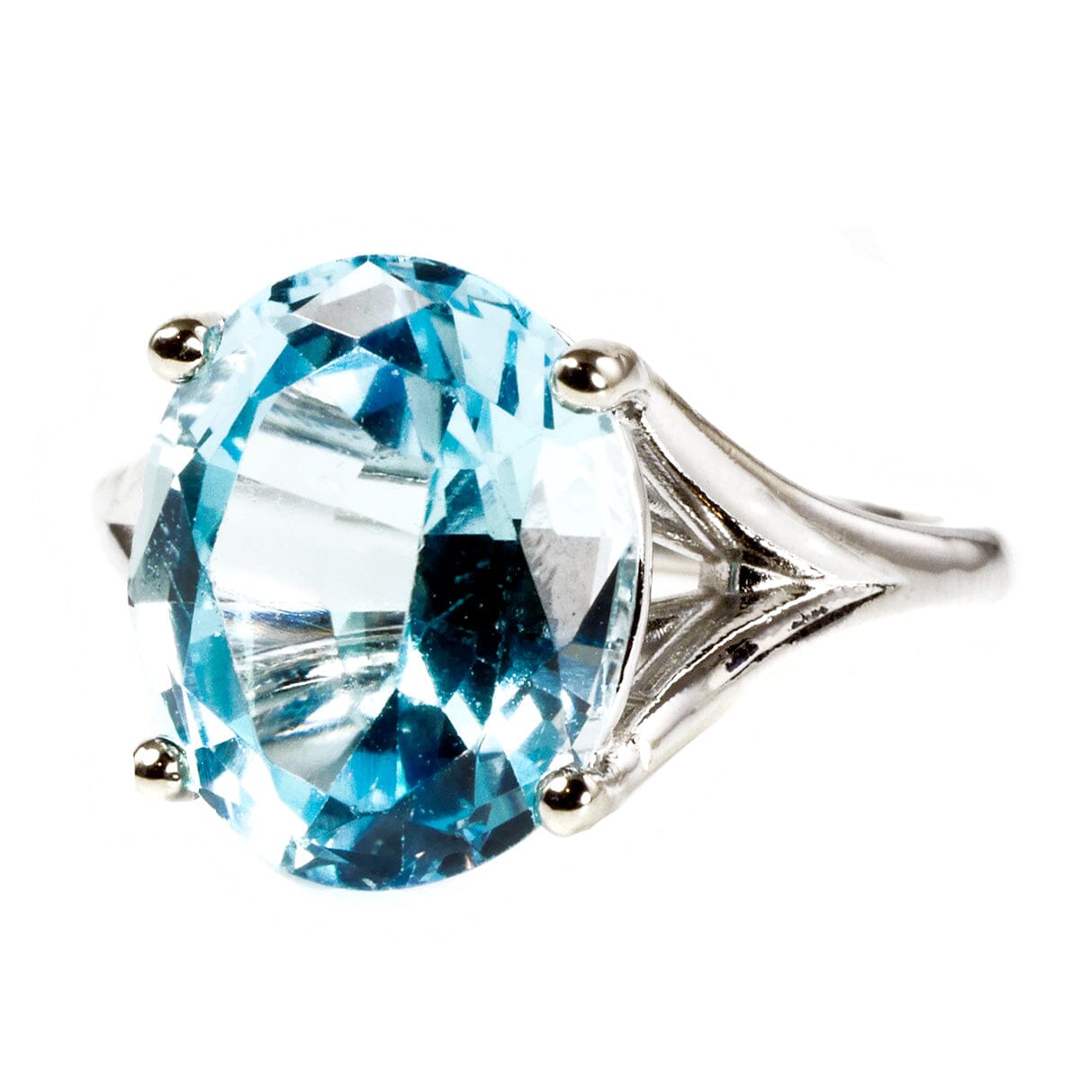 Great Lakes Boutique 14 k White Gold &amp; Blue Topaz Ring