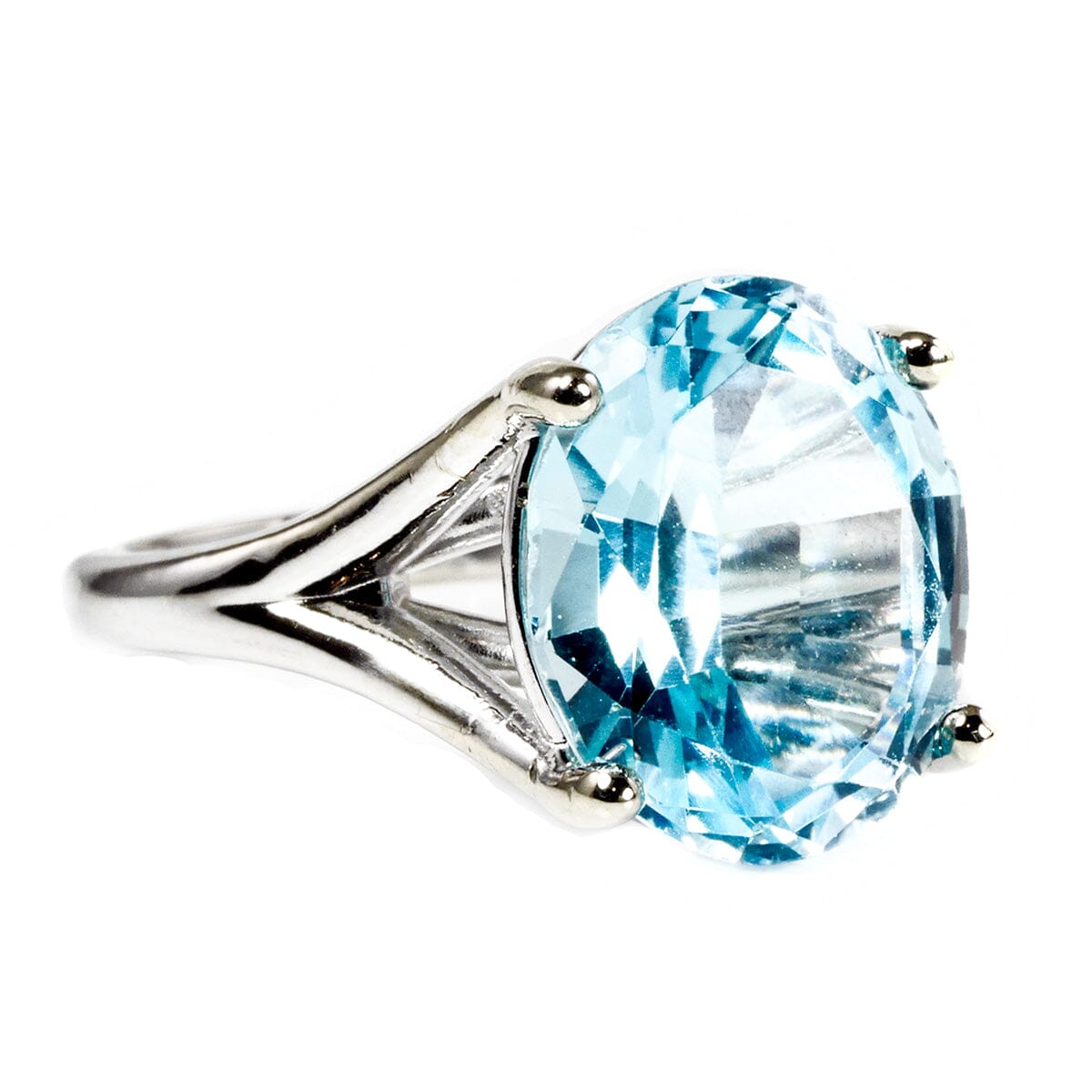Great Lakes Boutique 14 k White Gold &amp; Blue Topaz Ring