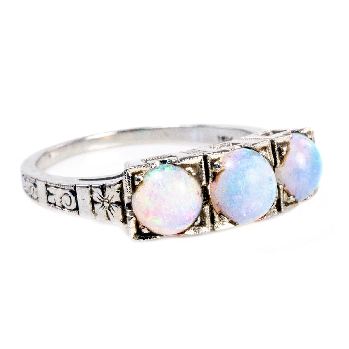 Great Lakes Boutique Vintage Art Deco White Gold &amp; Opal Ring