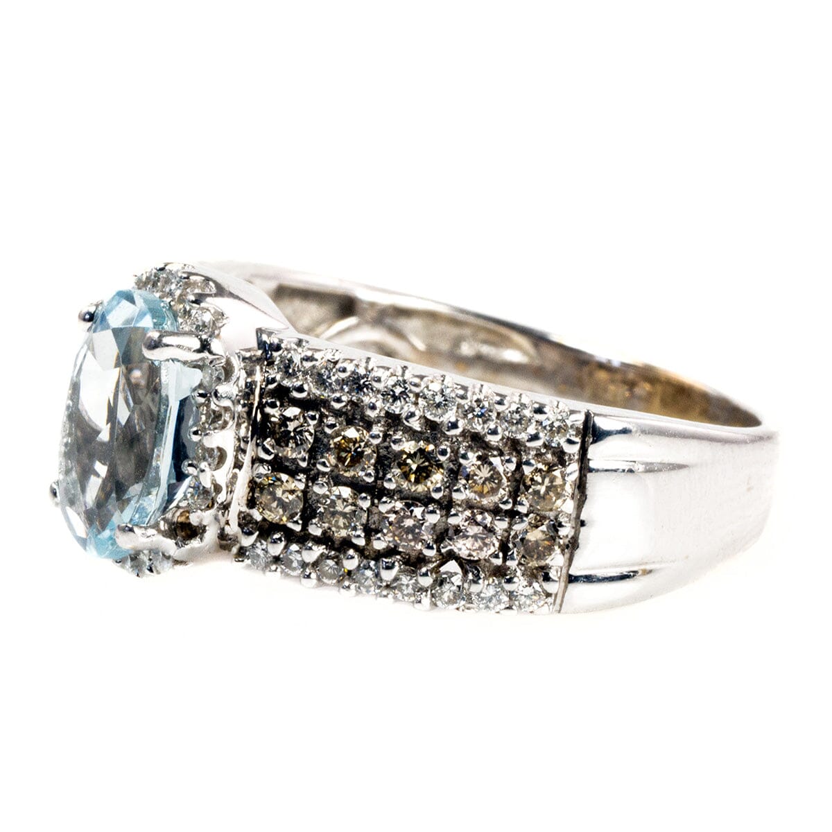 Great Lakes Boutique Le Vian 14 k White Gold Diamond &amp; Aquamarine Ring