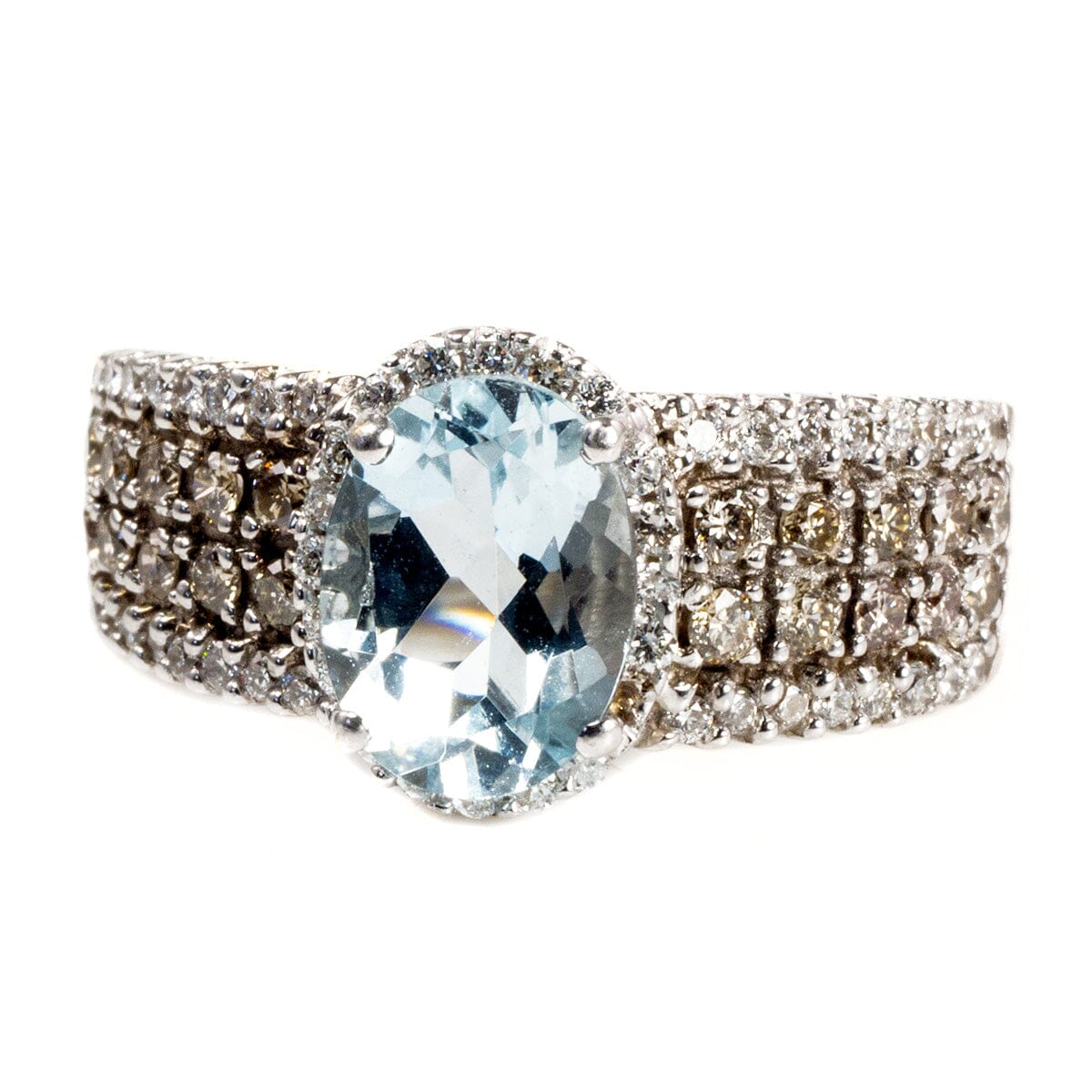 Great Lakes Boutique Le Vian 14 k White Gold Diamond &amp; Aquamarine Ring