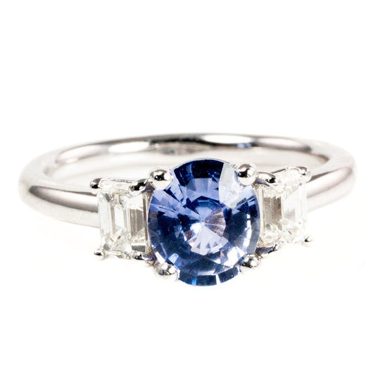 14 k White Gold Diamond & Sapphire Ring
