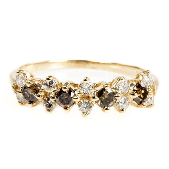 14 k Gold Chocolate & White Diamond Ring