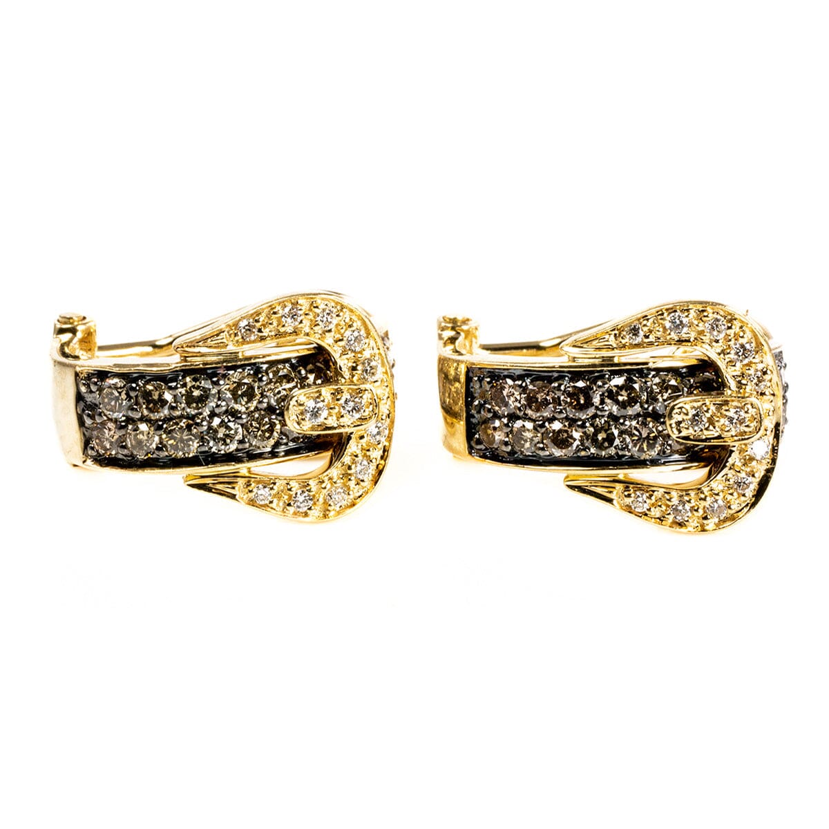 Great Lakes Boutique Le Vian 14 k Gold &amp; Chocolate Diamond Buckle Earrings