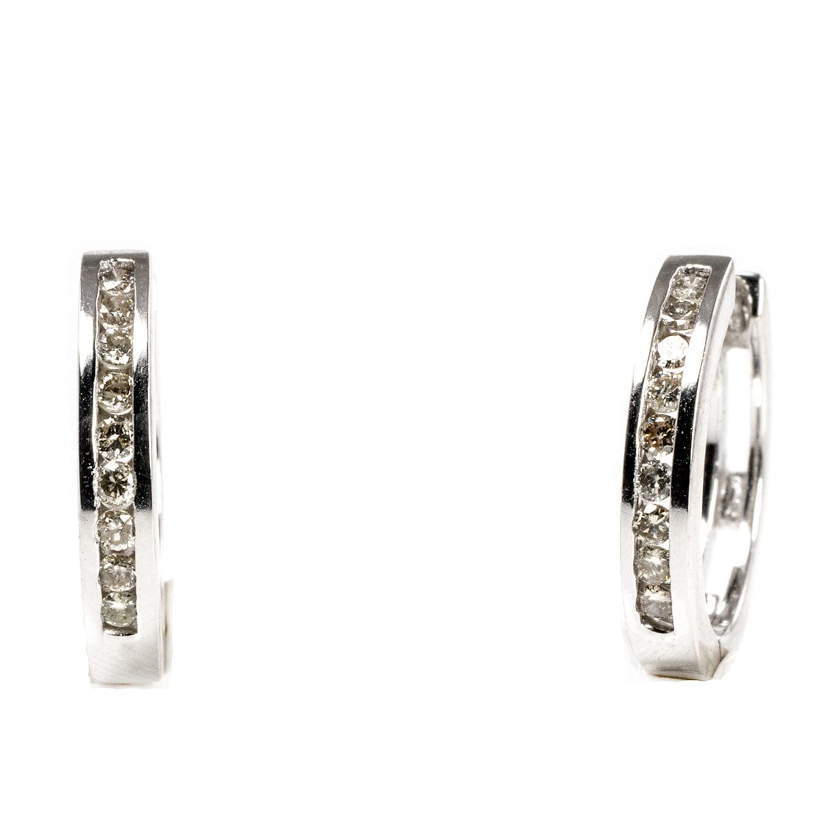 Great Lakes Boutique 14 k White Gold &amp; Diamond Hoop Earrings