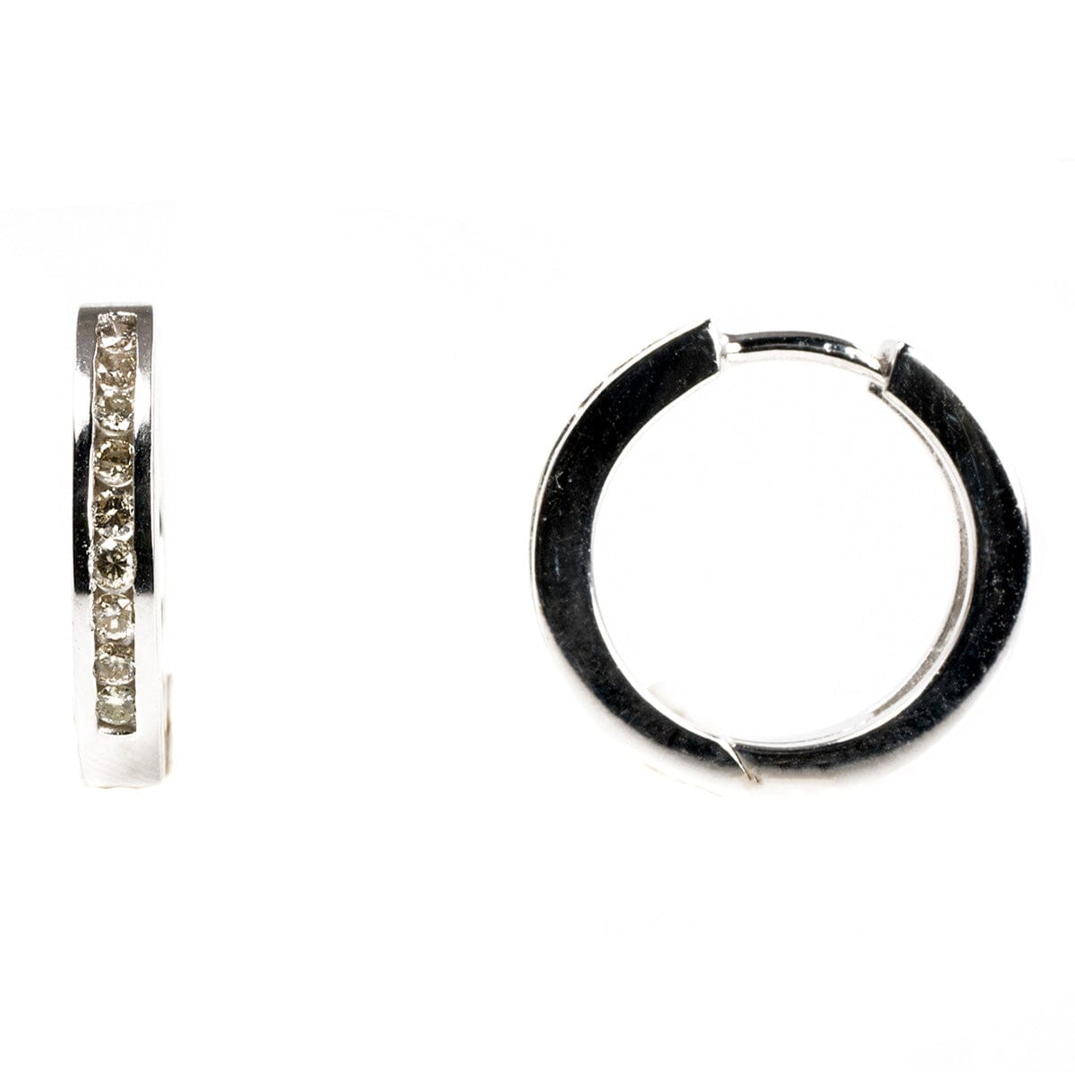 Great Lakes Boutique 14 k White Gold &amp; Diamond Hoop Earrings