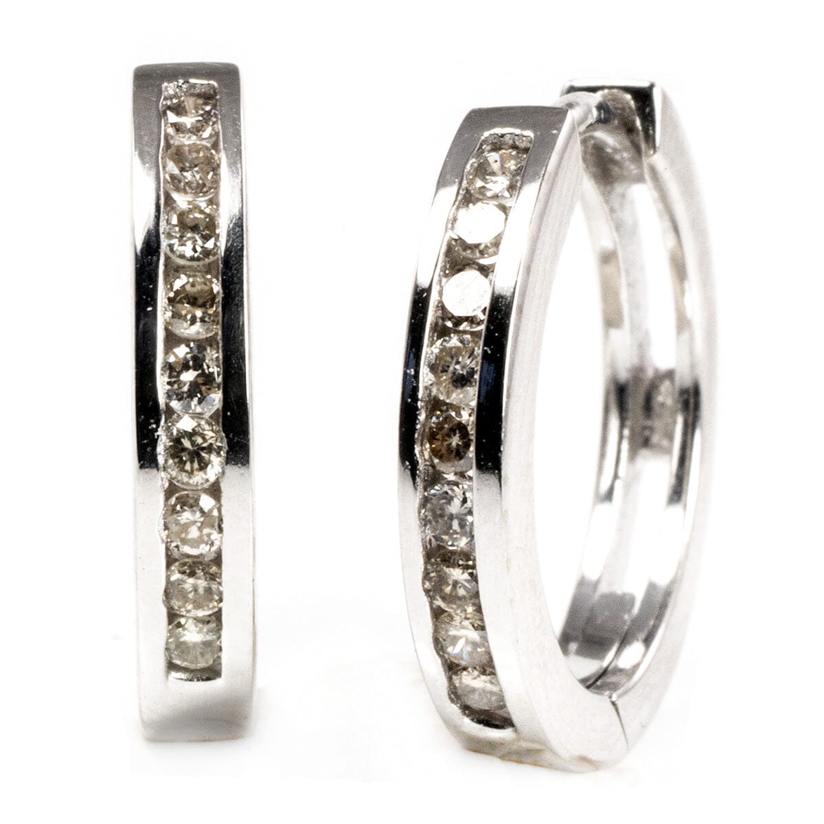 Great Lakes Boutique 14 k White Gold &amp; Diamond Hoop Earrings