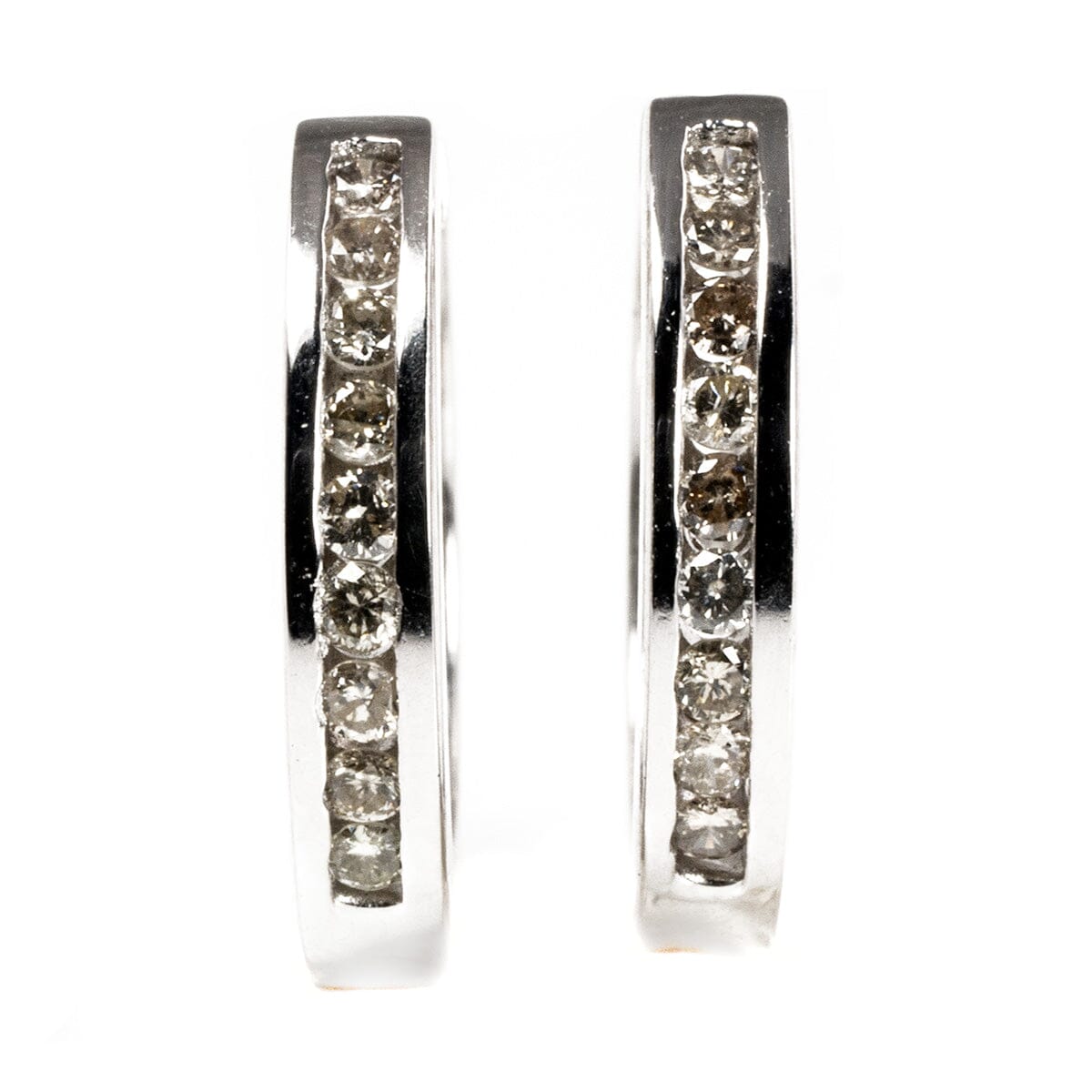 Great Lakes Boutique 14 k White Gold &amp; Diamond Hoop Earrings
