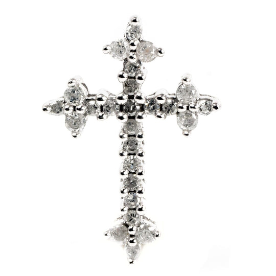 10 k White Gold Diamond Cross Pendant