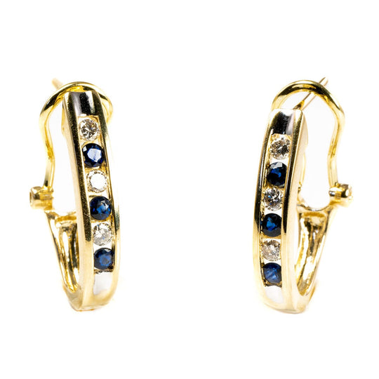 14 k Gold Sapphire & Diamond Earrings