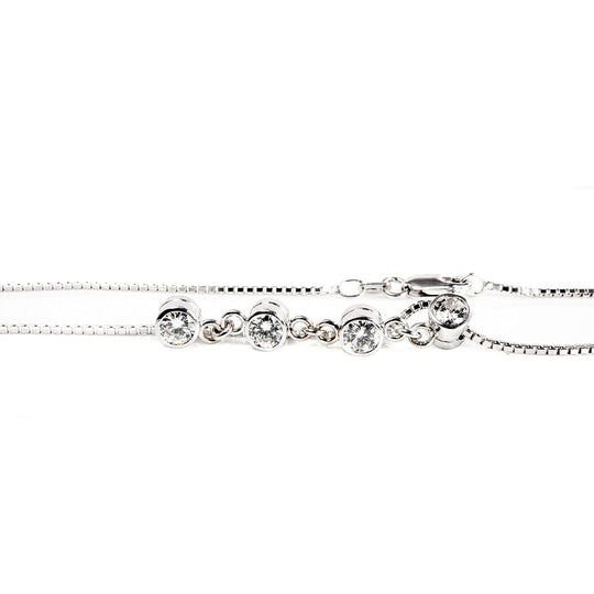 14 k White Gold & Diamond Drop Necklace