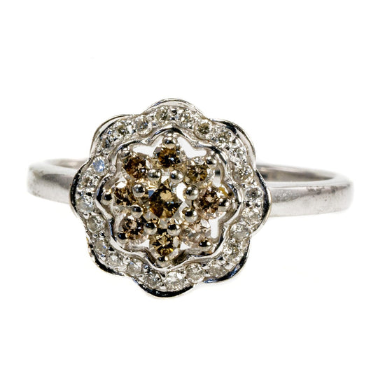 14 k White Gold Chocolate & White Diamond Ring