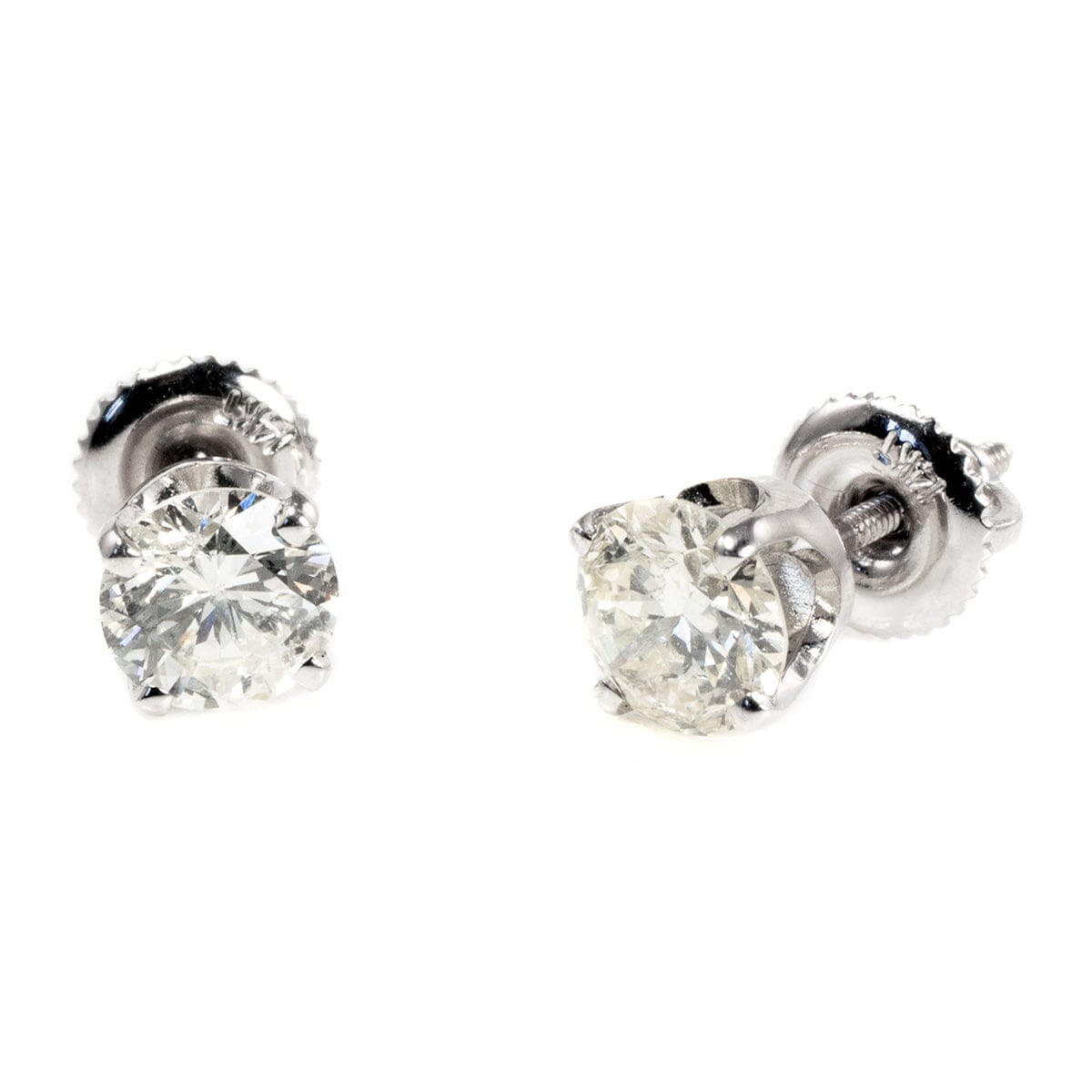 Great Lakes Boutique 14 k White Gold 1.4 Carat Diamond Stud Earrings