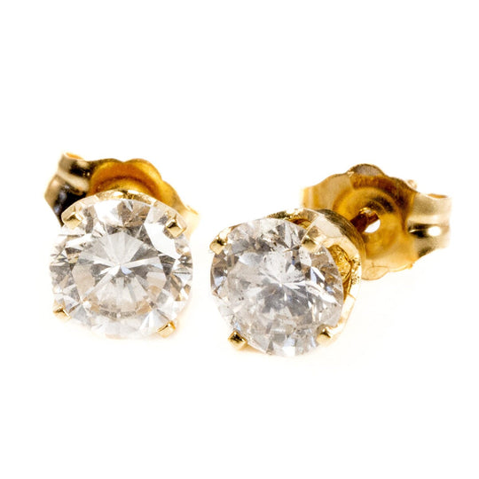 14 k Gold 1 Carat Diamond Stud Earrings