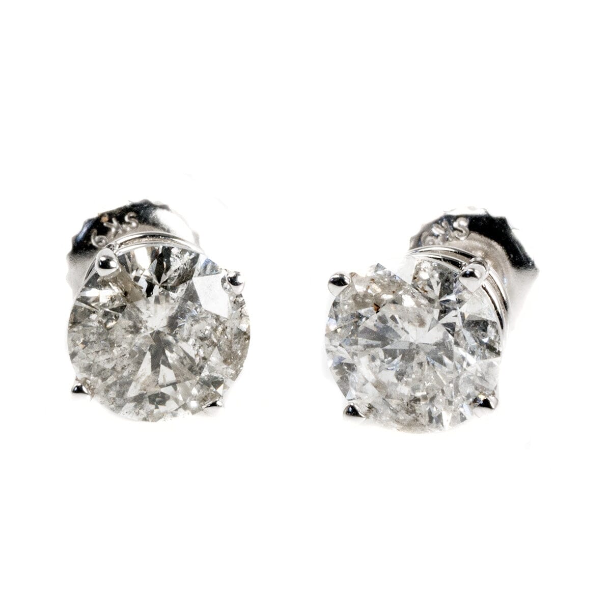 Great Lakes Boutique 14 k White Gold 2 Carat Diamond Stud Earrings