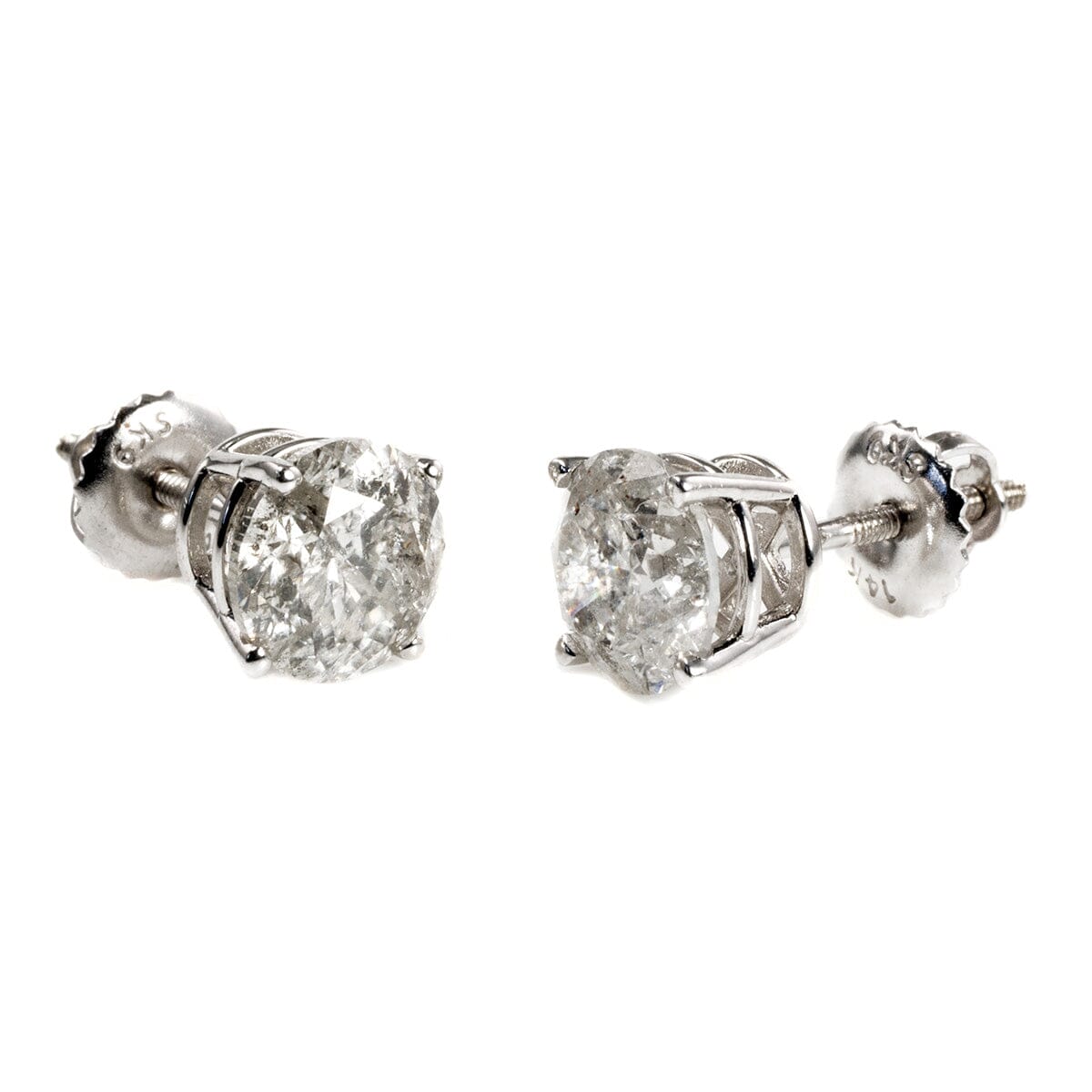 Great Lakes Boutique 14 k White Gold 2 Carat Diamond Stud Earrings