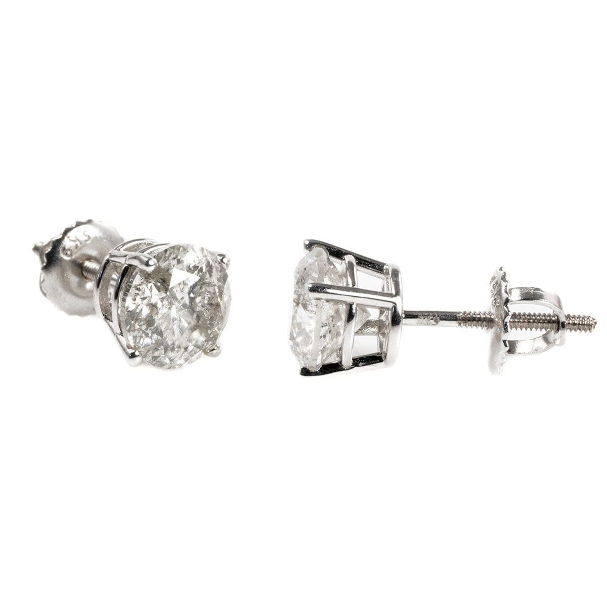 Great Lakes Boutique 14 k White Gold 2 Carat Diamond Stud Earrings