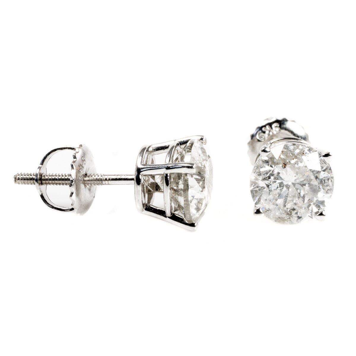 Great Lakes Boutique 14 k White Gold 2 Carat Diamond Stud Earrings