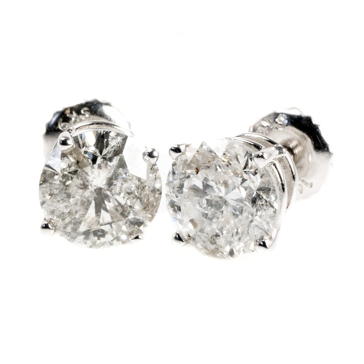 Great Lakes Boutique 14 k White Gold 2 Carat Diamond Stud Earrings
