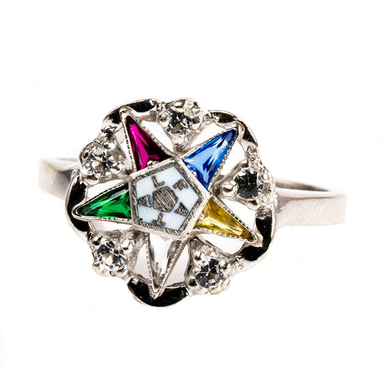 10 k White Gold Eastern Star Ring