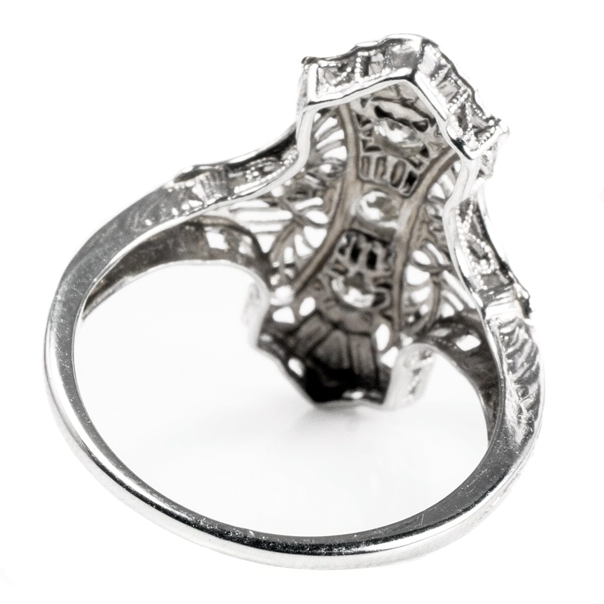 Great Lakes Boutique 18k White Gold Art Deco Filigree Diamond Ring