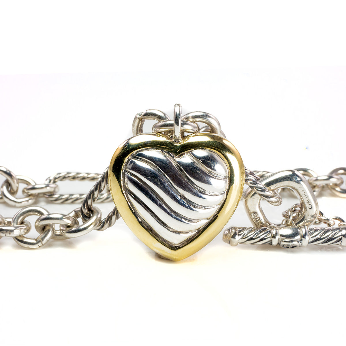 Great Lakes Boutique David Yurman Heart Charm Figaro Necklace