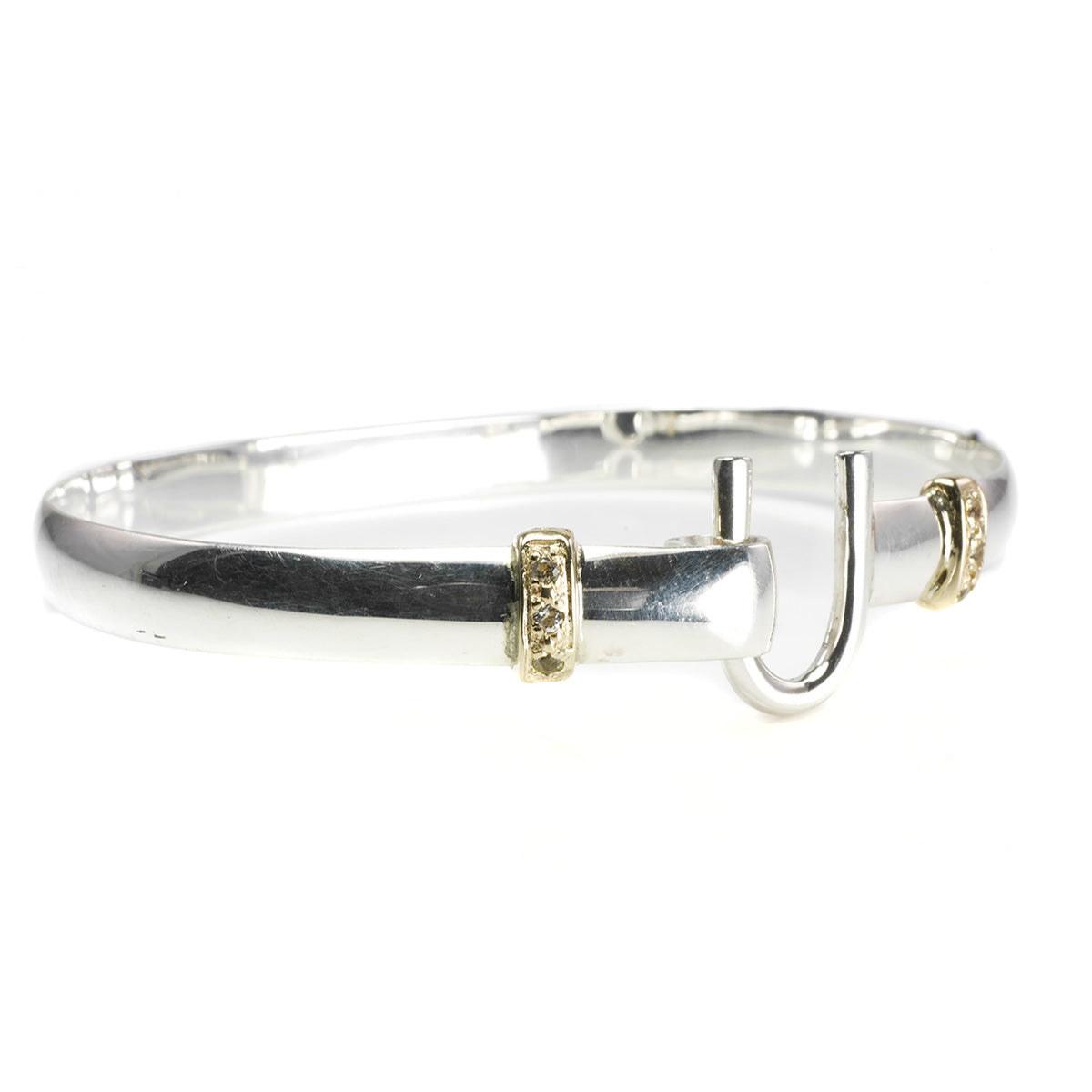 Great Lakes Boutique 14 k Gold and Sterling Hook Bracelet with Diamonds