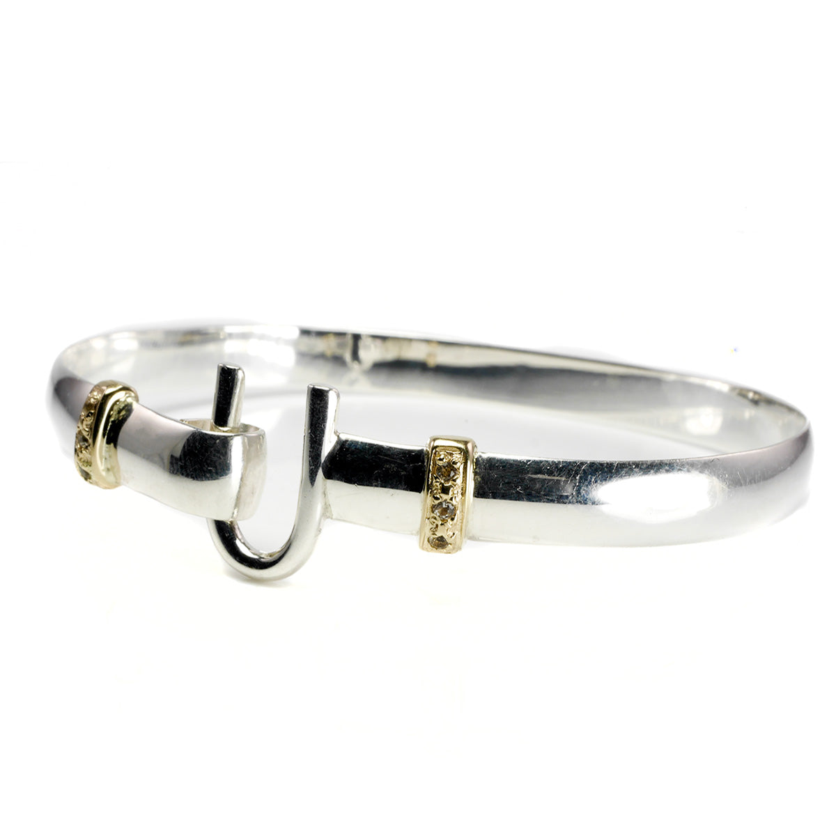 Great Lakes Boutique 14 k Gold and Sterling Hook Bracelet with Diamonds