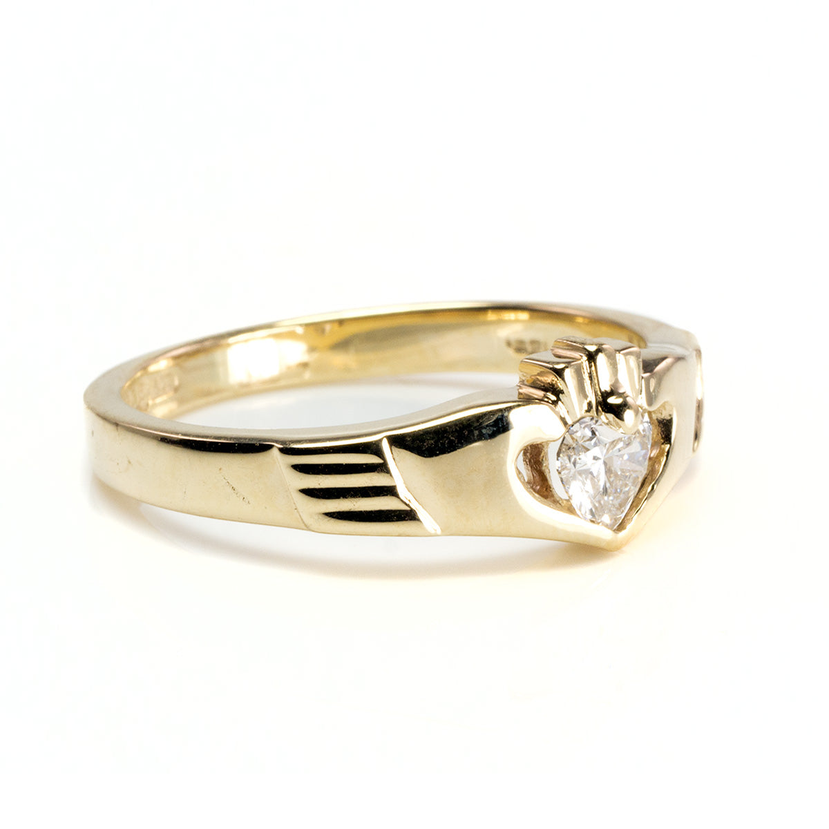 Great Lakes Boutique 10 k Irish Claddagh Ring with Heart Shaped Diamond