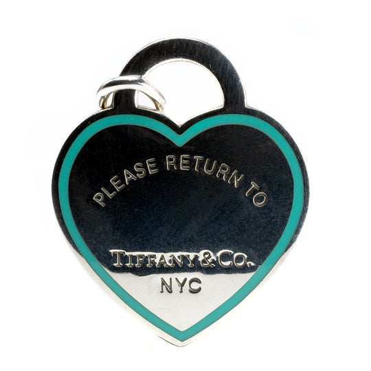 Tiffany Blue Heart Enamel Tag Pendant