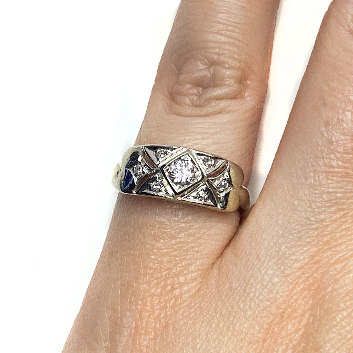 Great Lakes Boutique Vintage 14 k White Gold Diamond Fashion Ring