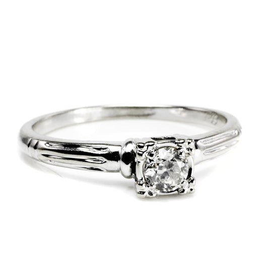 14 k White Gold Diamond Solitaire Ring