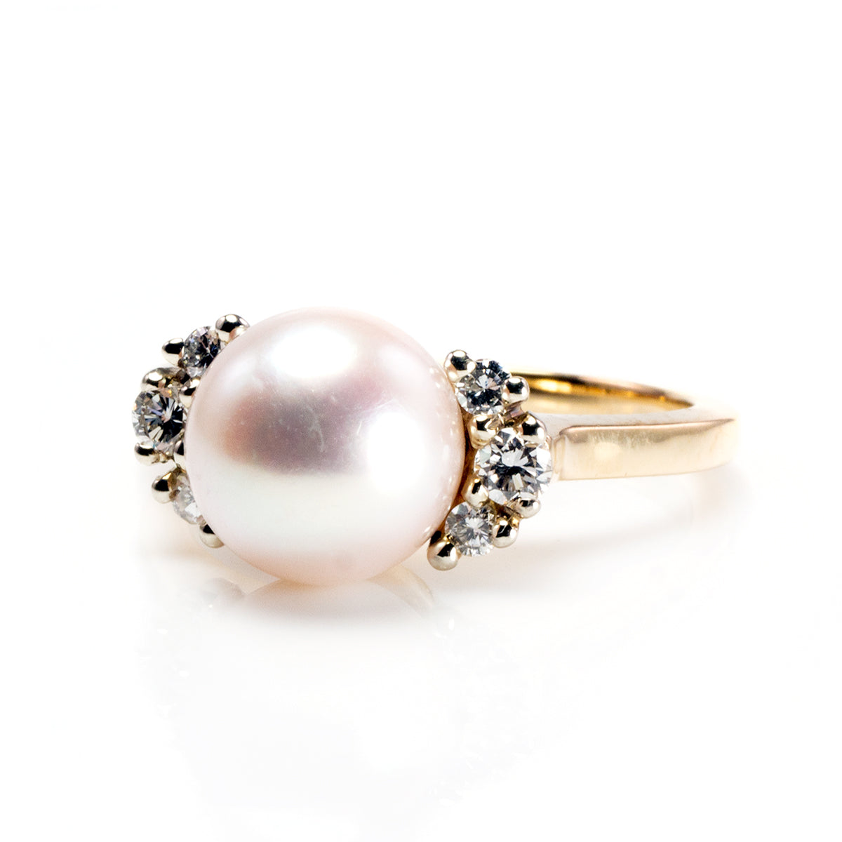 Great Lakes Boutique 14 k Yellow Gold Pearl &amp; Diamond Ring