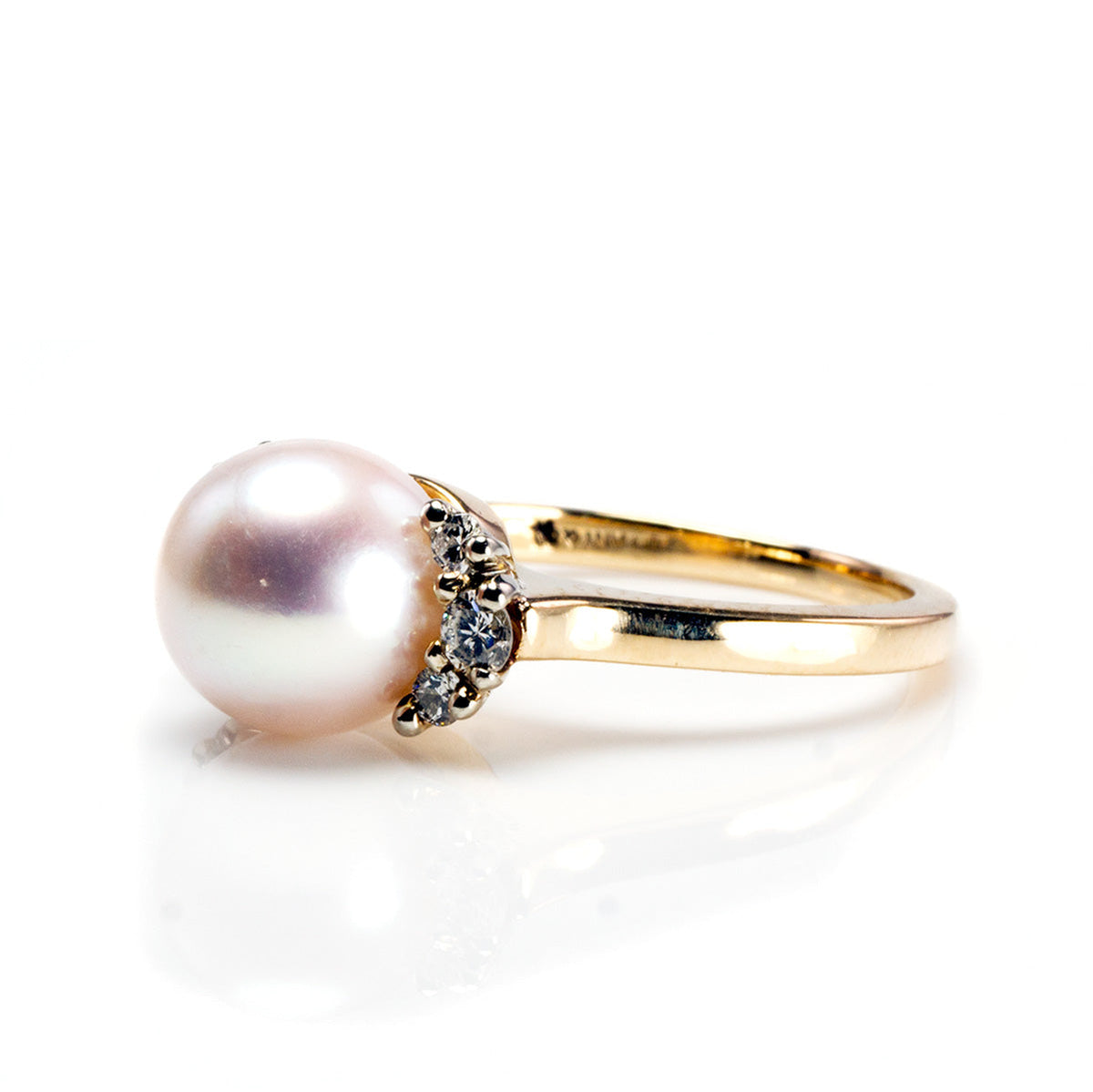 Great Lakes Boutique 14 k Yellow Gold Pearl &amp; Diamond Ring