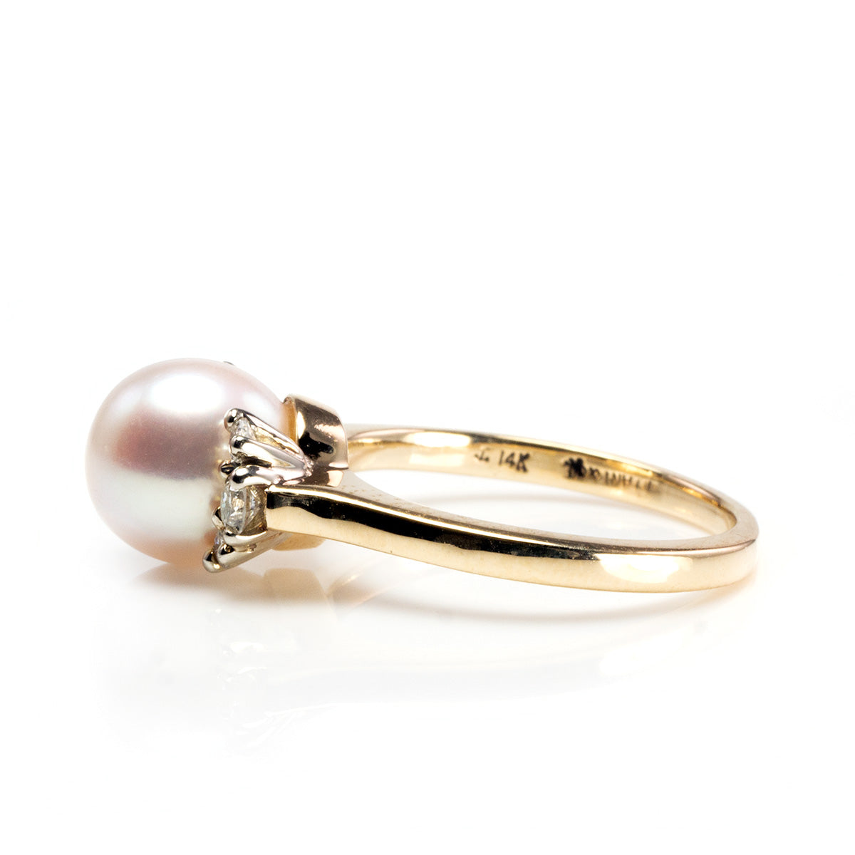 Great Lakes Boutique 14 k Yellow Gold Pearl &amp; Diamond Ring