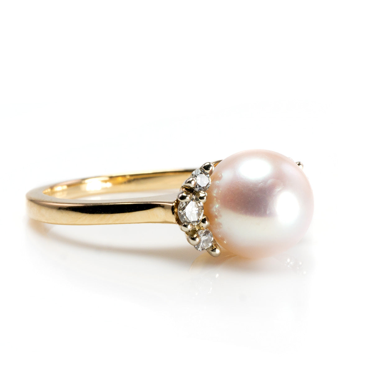 Great Lakes Boutique 14 k Yellow Gold Pearl &amp; Diamond Ring