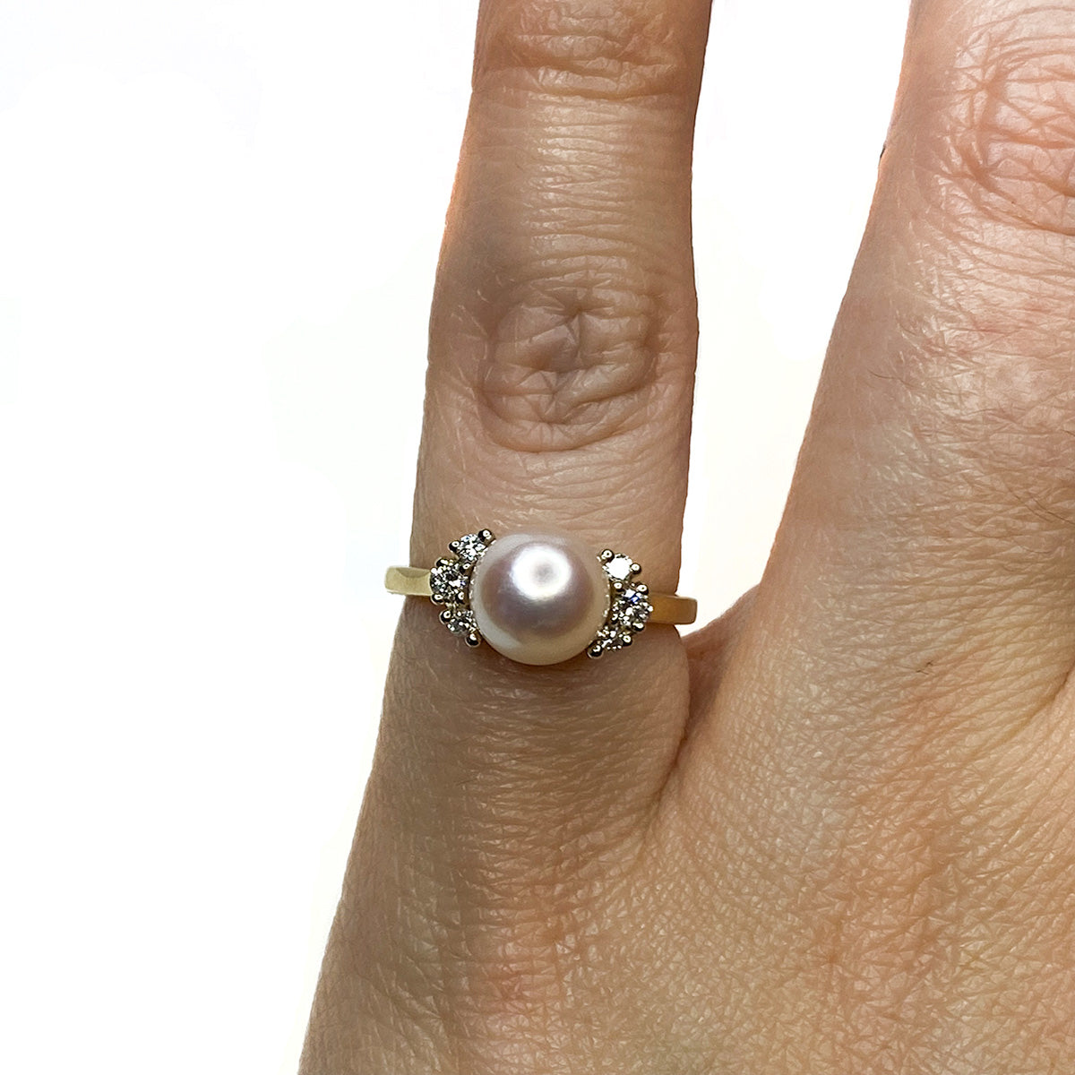 Great Lakes Boutique 14 k Yellow Gold Pearl &amp; Diamond Ring
