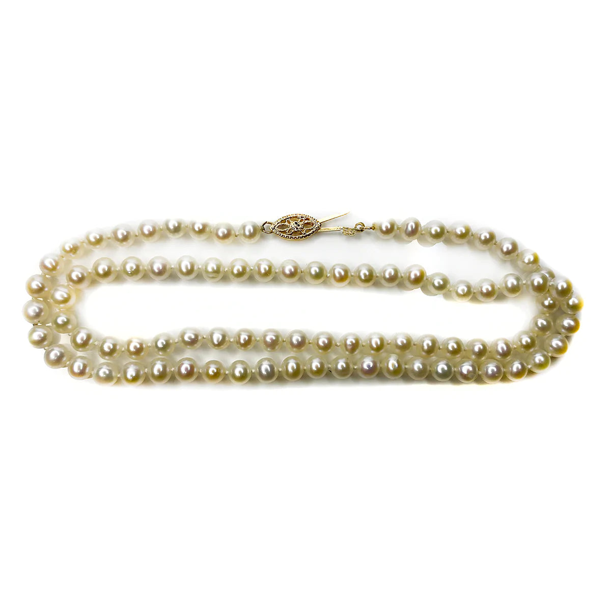 14 k Gold Clasp Pearl Necklace Great Lakes Boutique