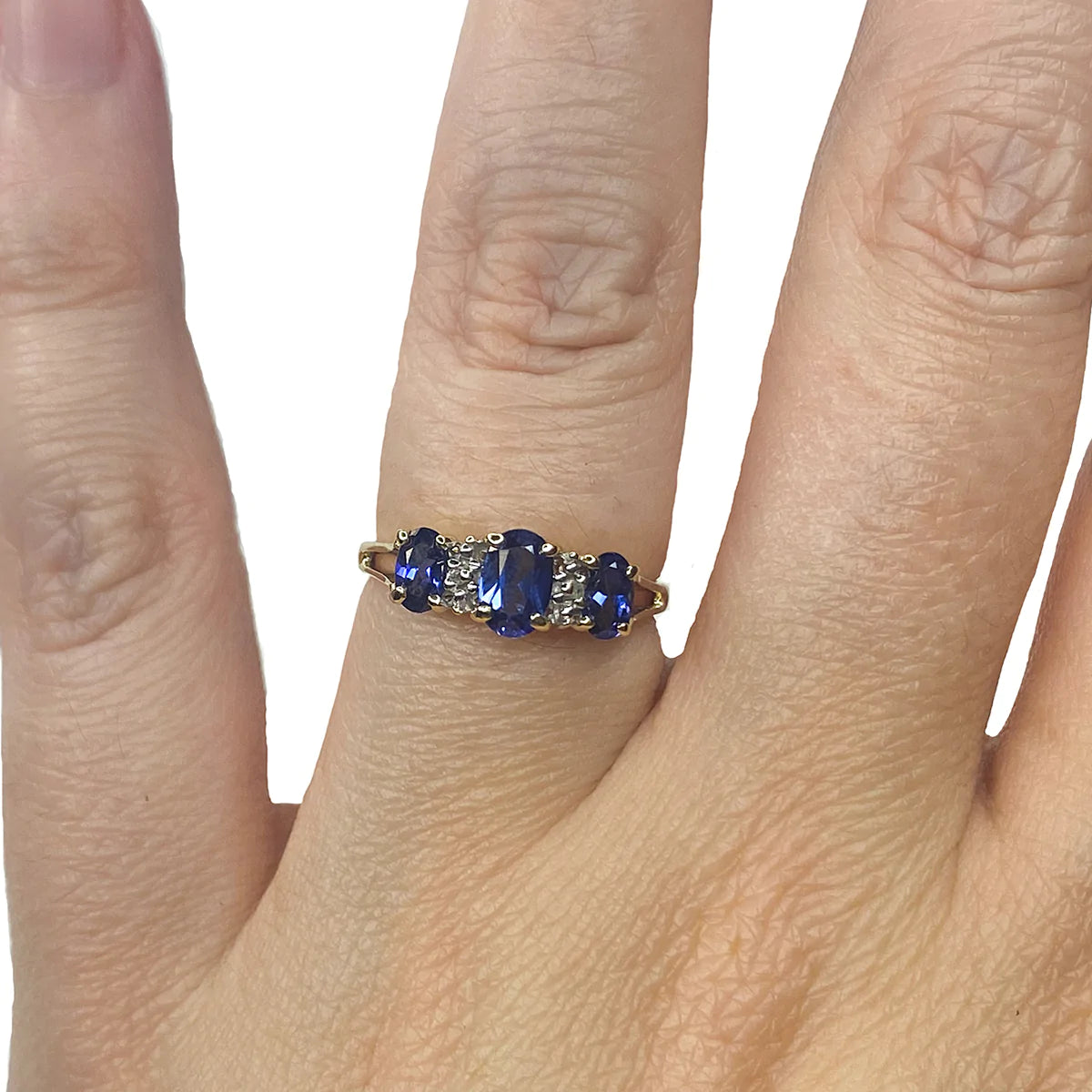 Sapphire and diamond 2025 rings in yellow gold