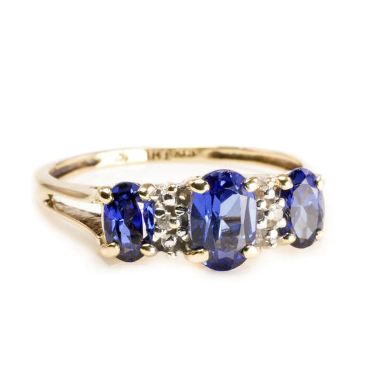 10 k Yellow Gold Sapphire and Diamond Ring