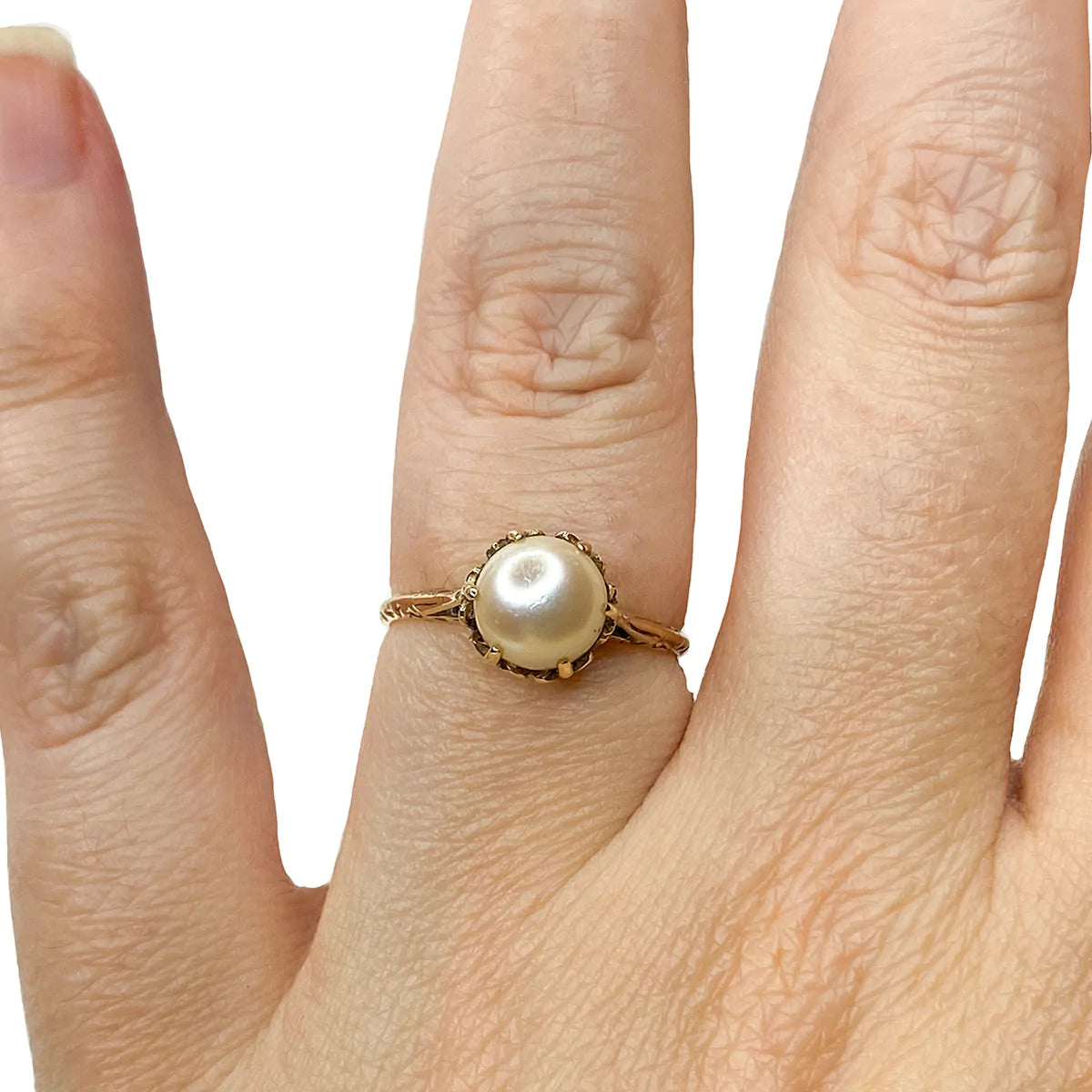 Yellow gold pearl ring deals