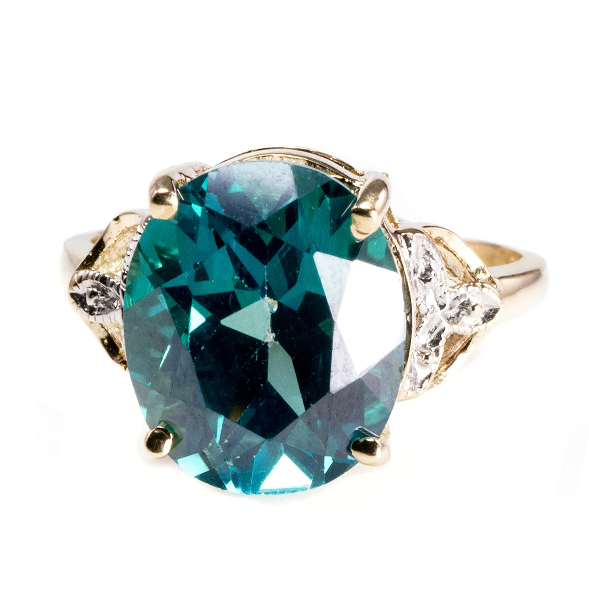 Blue Topaz Ring with Lab Created White Sapphires