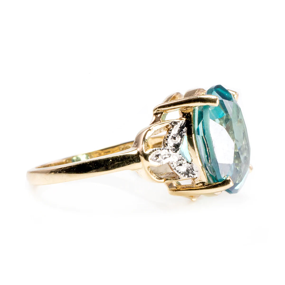 Green Topaz Diamond 18ct Yellow Gold Dress Ring 00300007 | Orton Jewellery