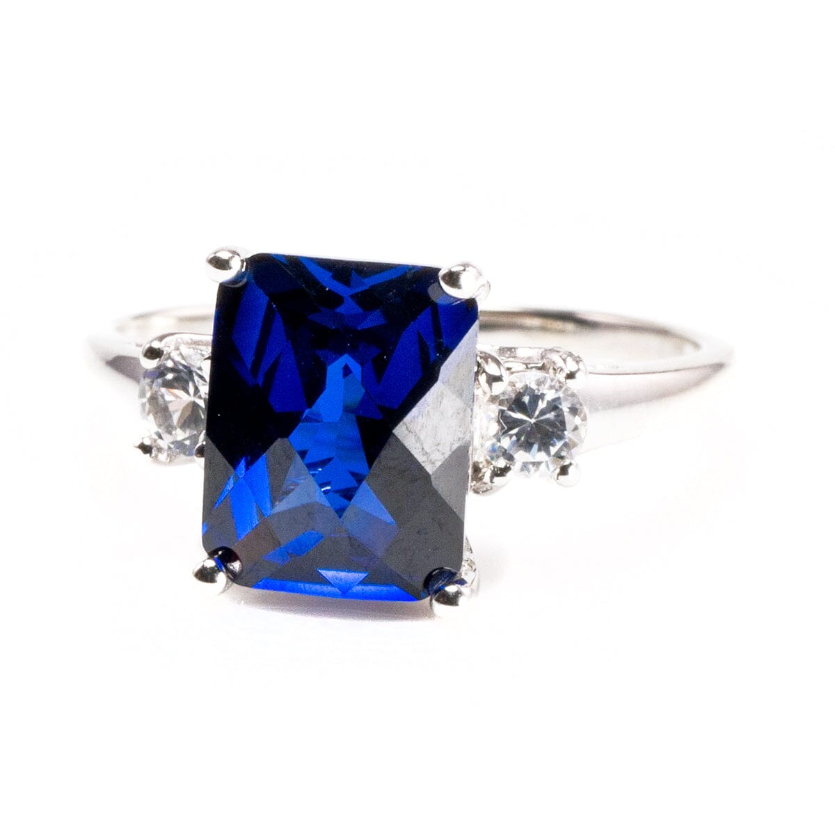 Great Lakes Boutique 10 k White Gold Lab Created Sapphire &amp; White Topaz Ring