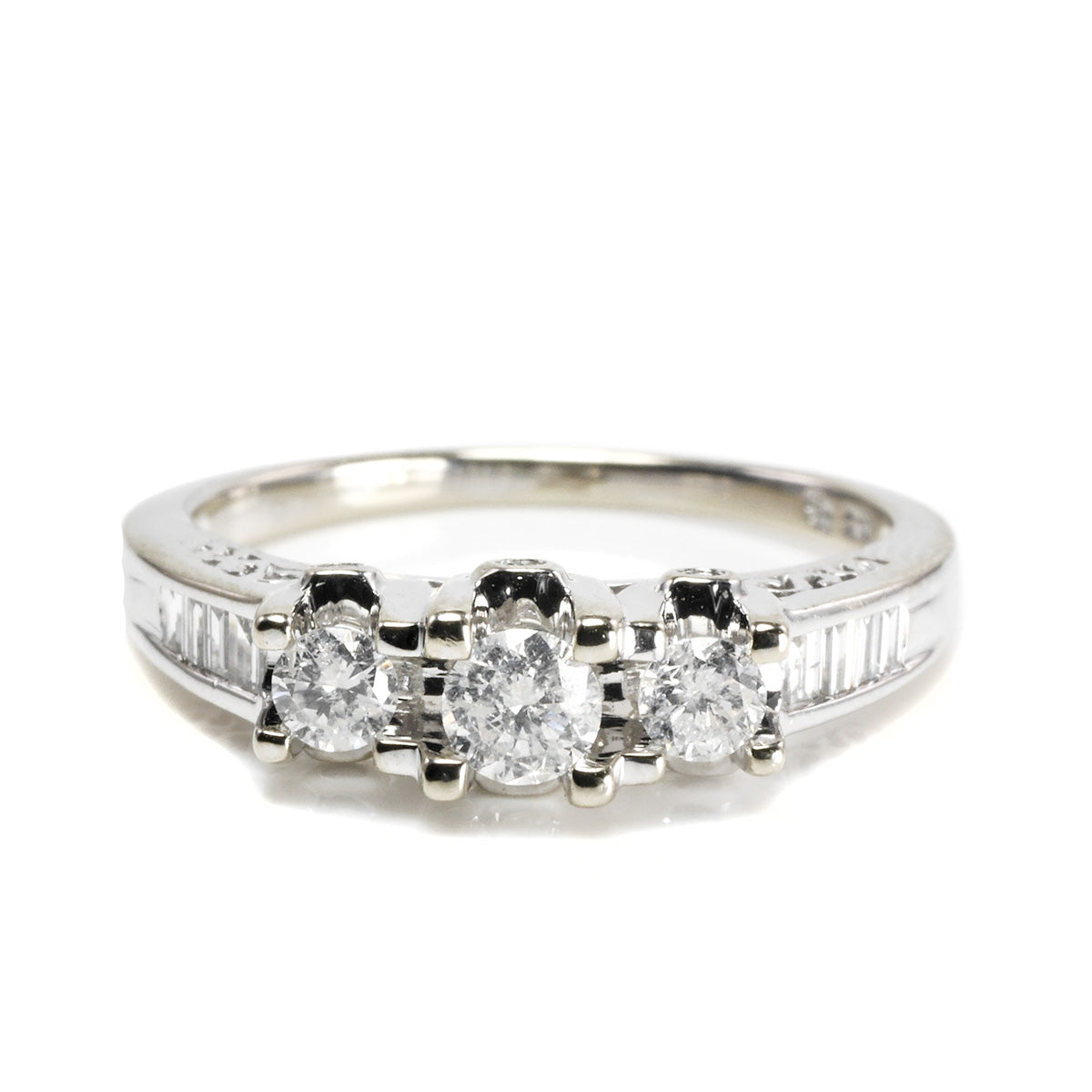 Great Lakes Boutique 14 k White Gold Past Present &amp; Future Diamond Ring
