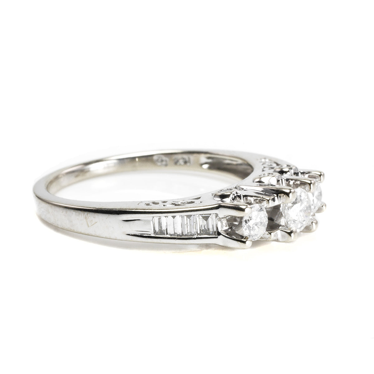 Great Lakes Boutique 14 k White Gold Past Present &amp; Future Diamond Ring