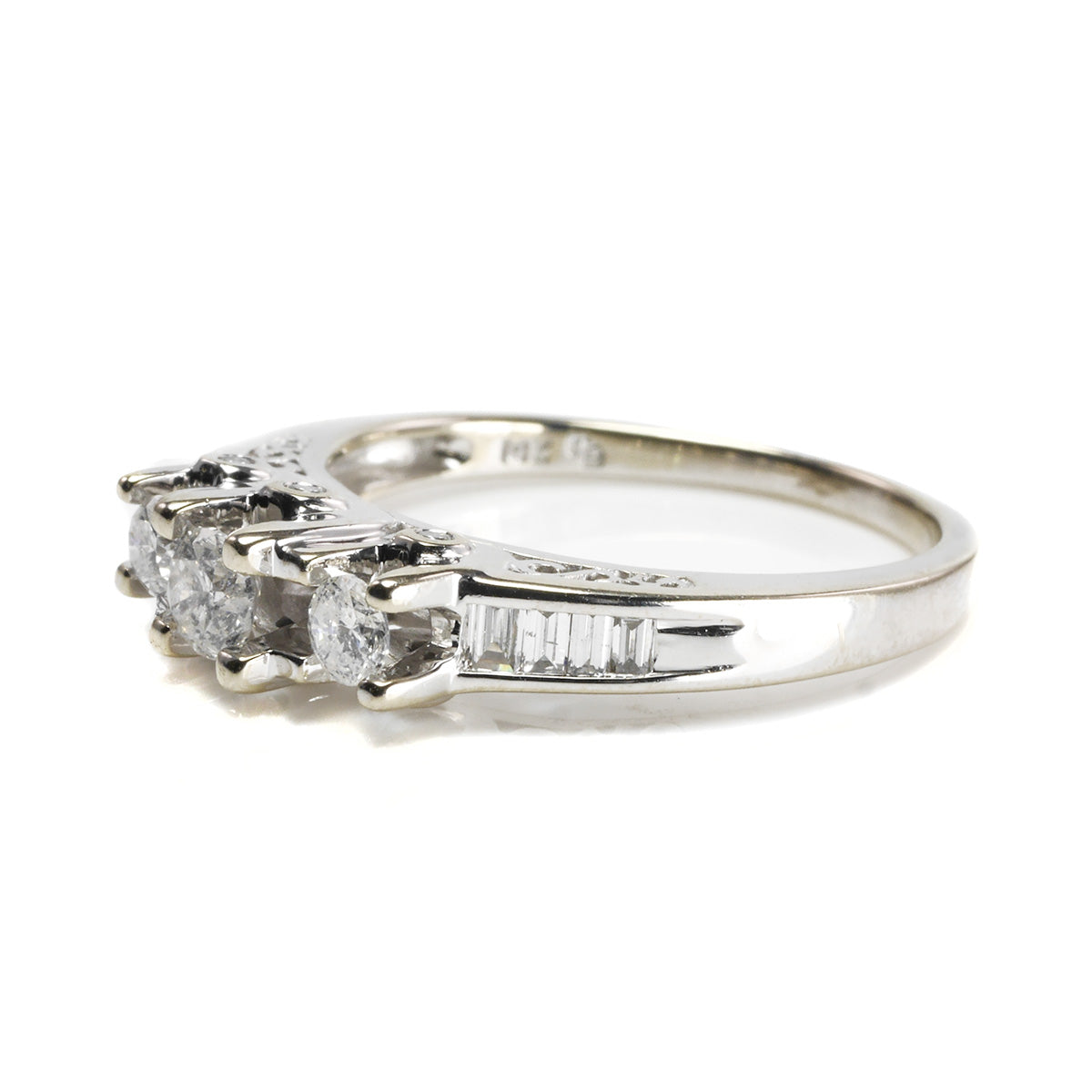 Great Lakes Boutique 14 k White Gold Past Present &amp; Future Diamond Ring