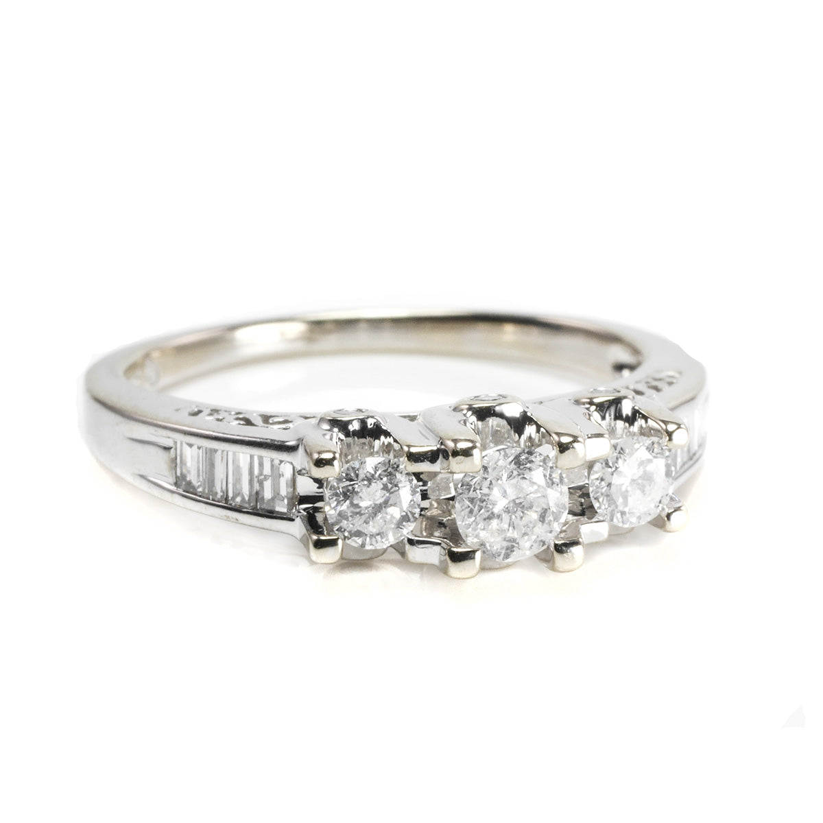 Great Lakes Boutique 14 k White Gold Past Present &amp; Future Diamond Ring