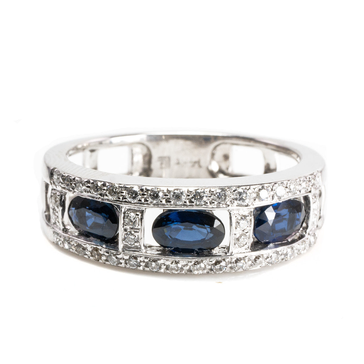 Great Lakes Boutique 14 k White Gold Sapphire and Diamond Ring