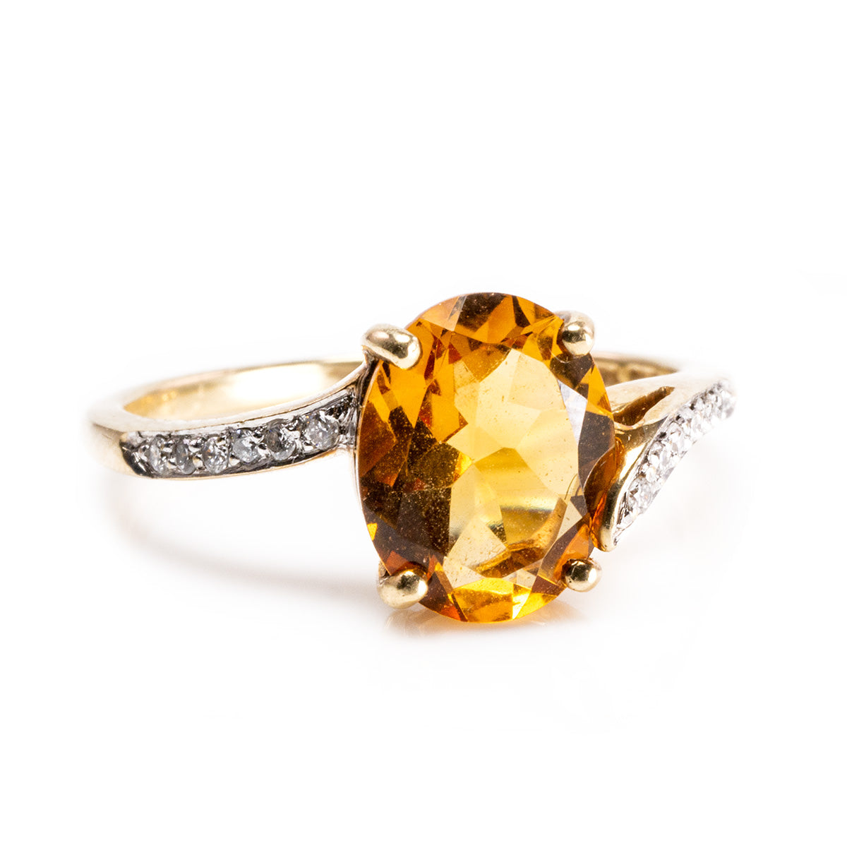 Great Lakes Boutique 14 k Yellow Gold Citrine and Diamond Ring